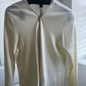 Calvin Klein White Ribbed Zip Cardigan – Women’s XL – Modern Layer